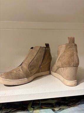 a new day Taupe Suede Wedge Ankle Sneakers